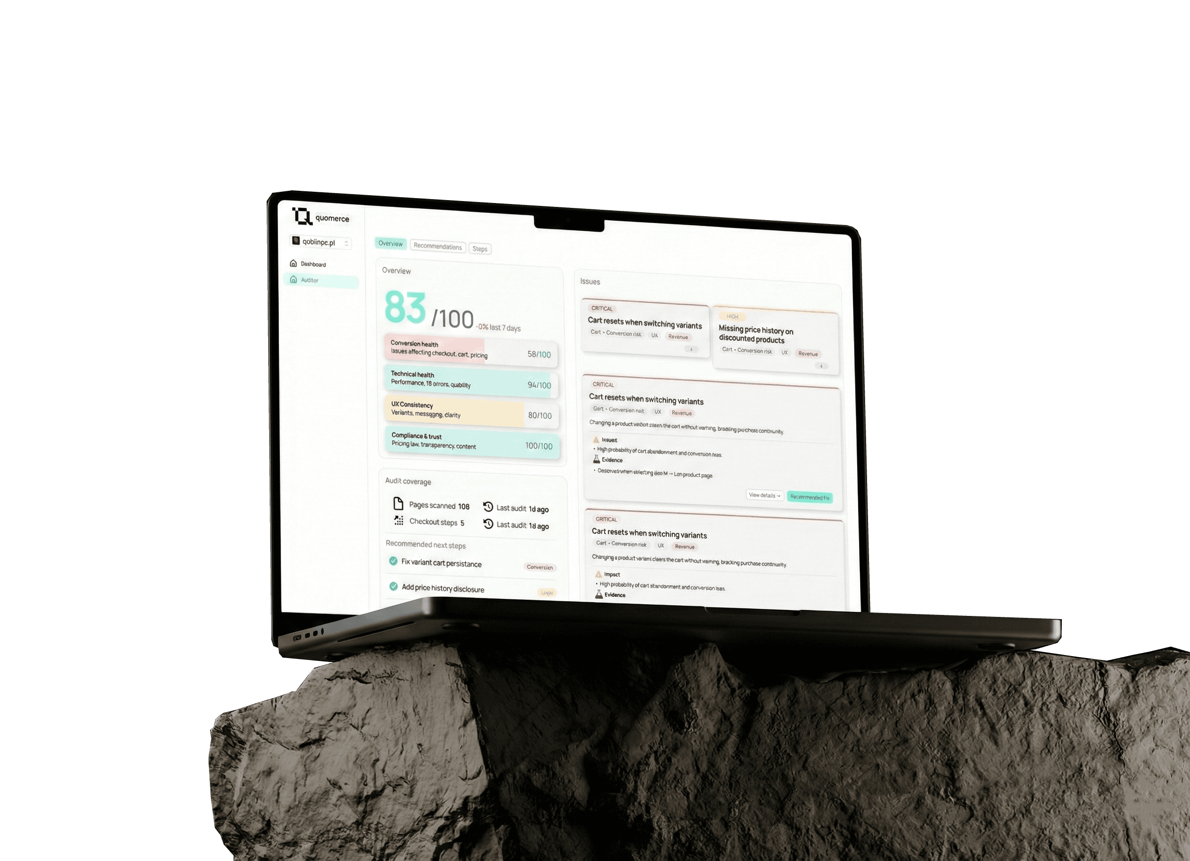 Quomerce dashboard preview